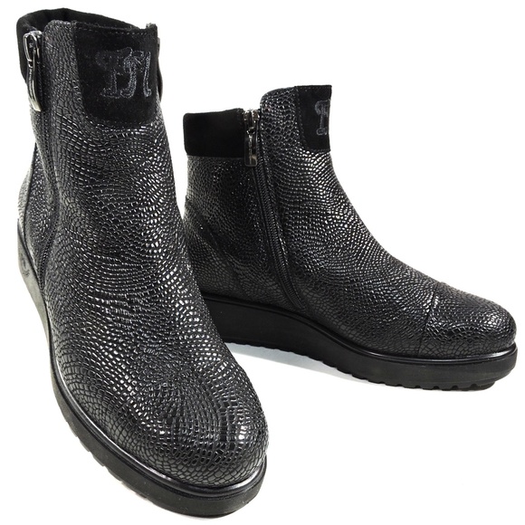 MARZETTI 🇮🇹 WOMEN'S BLACK SOFT LEATHER WINTER FASHION FLAT BOOTIE